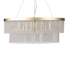 Richards Brushed Brass Glass 2 Tier 5 Light Chandelier